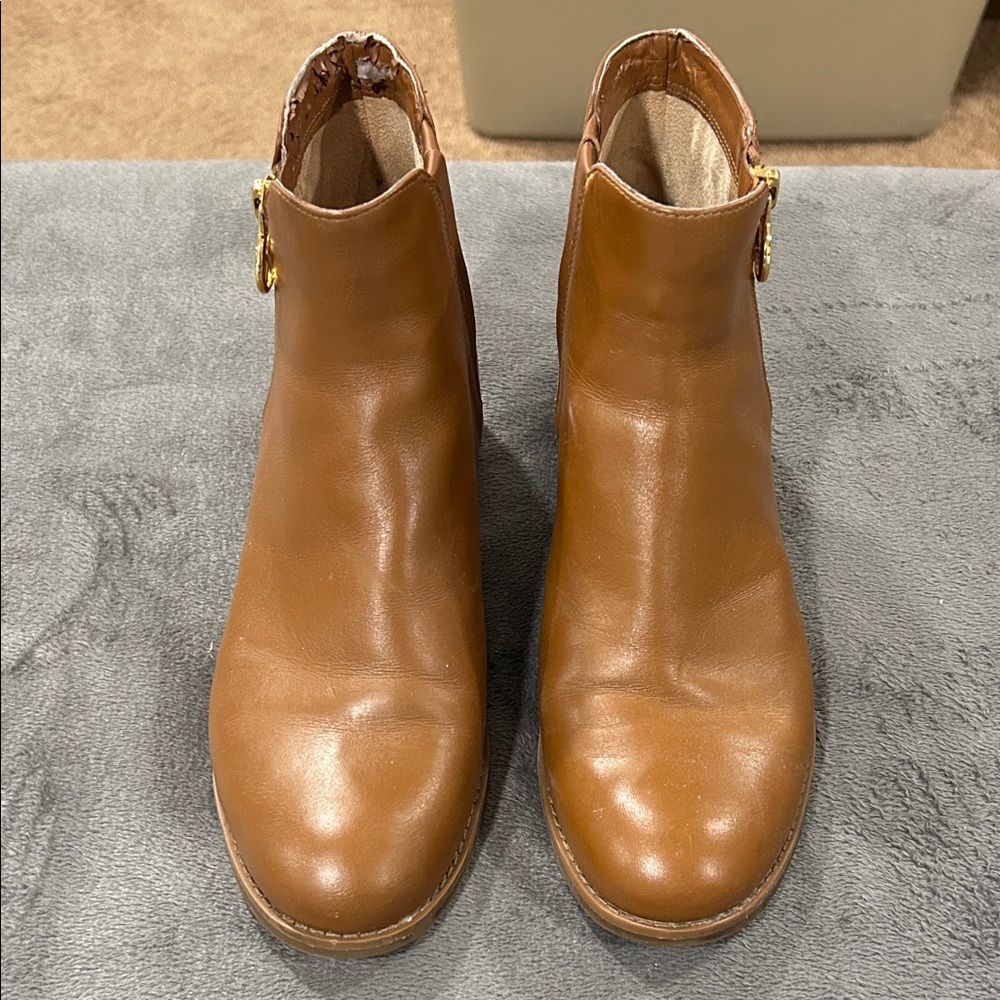 Michael Kors Tan Ankle Boots with Gold Accent - Picture 2 of 9